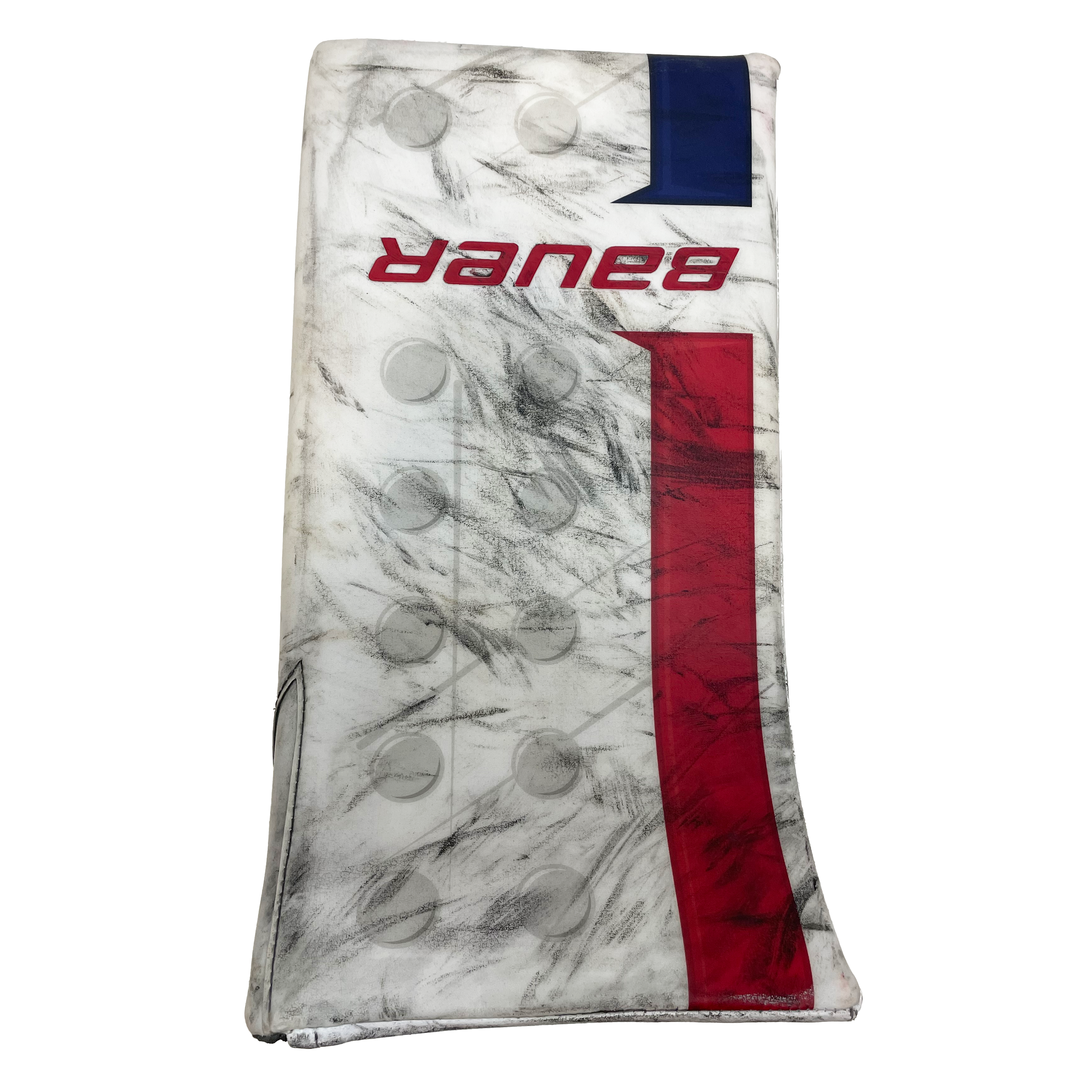 Bauer Supreme Mach - Bloqueur de gardien Cayden Primeau NHL Pro Stock d'occasion - Canadiens de Montréal (blanc/rouge/bleu)